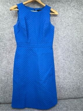 J. Crew Textured Cobalt Midi Sheath Dress size 0 cotton blend